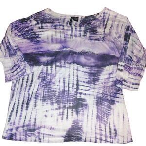 New Directions Purple and White Boxy T-Shirt